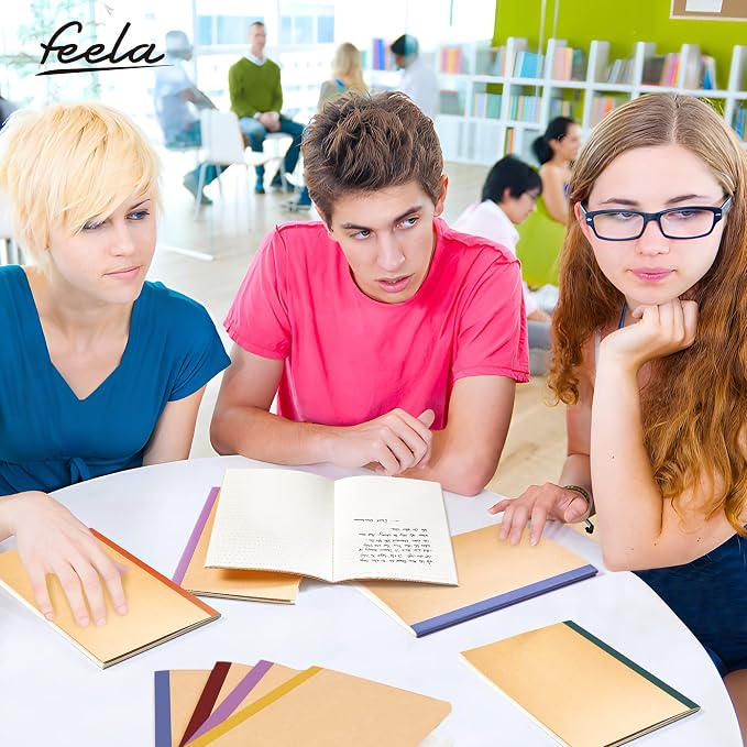 feela 16 Pack Composition Notebooks Bulk, Kraft Cover Lined Blank College Ruled - Image 5