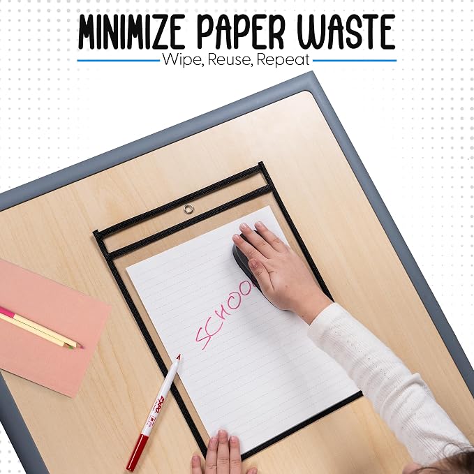 Essex Wares - 30 Pack, Dry Erase Pocket Document Protectors, Water-Resistant & - Image 3