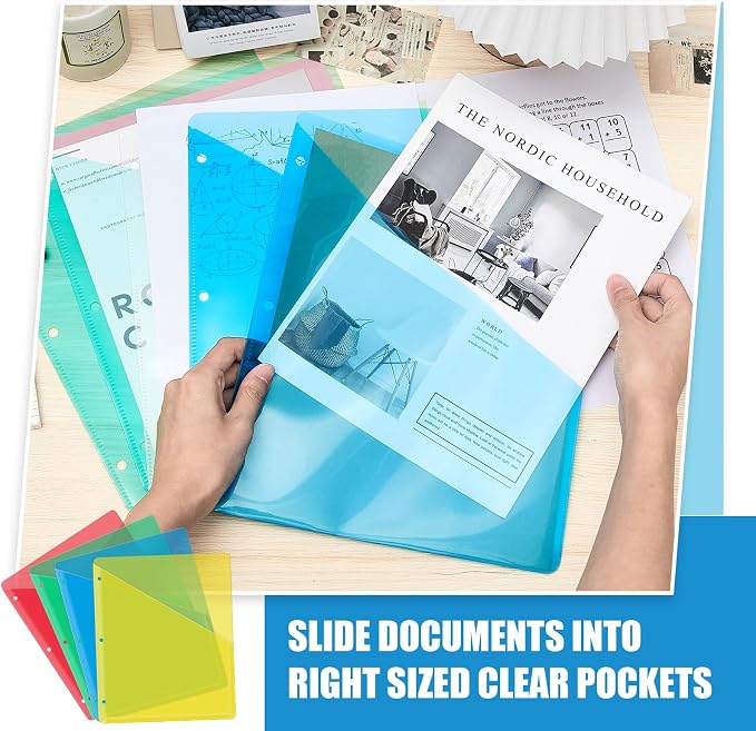Seajan 48 Pcs Pocket Folders for 3 Ring Binder Clear Plastic Folders Sleeves - Image 4