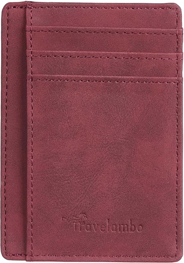 Travelambo Slim Wallet Front Pocket Minimalist Leather RFID Blocking Medium Size - Image 4