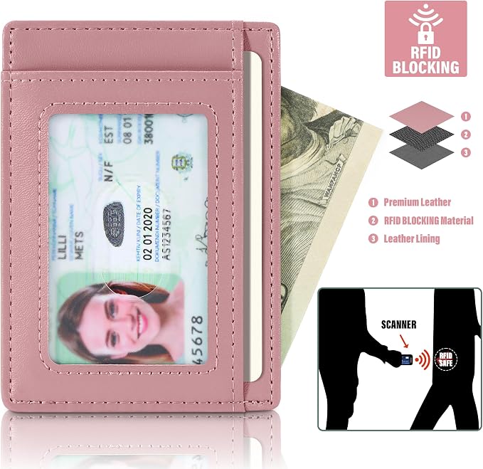 Travelambo Slim Wallet Front Pocket Minimalist Leather RFID Blocking Medium Size - Image 4
