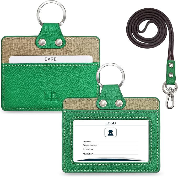 Badge Holder: Boshiho Cowhide Leather ID Badge Card Holder by boshiho