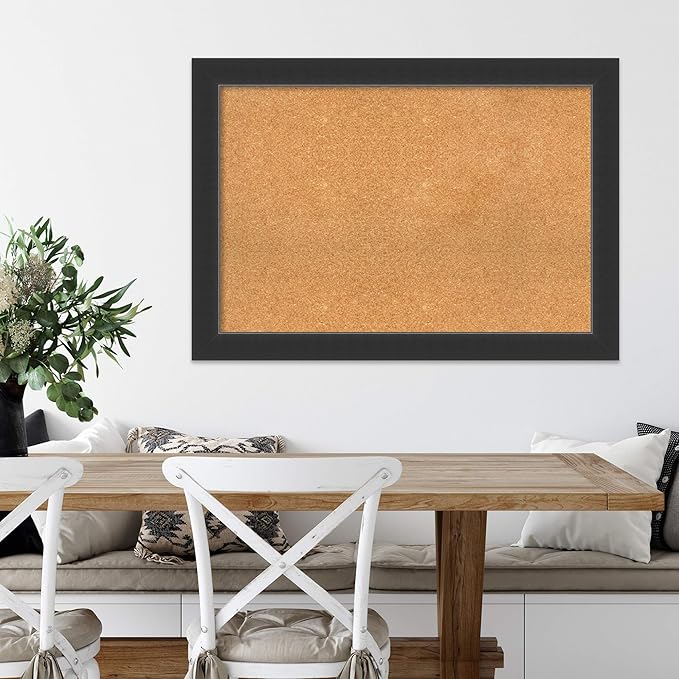 Amanti Art Natural Cork Board for Wall, 29x41 Vision Board with Black Wood Frame, Large Corkboard Office Decor for Home Organization, Modern Contemporary Corkboard Pinboard to display items for home-DeskLoop Office