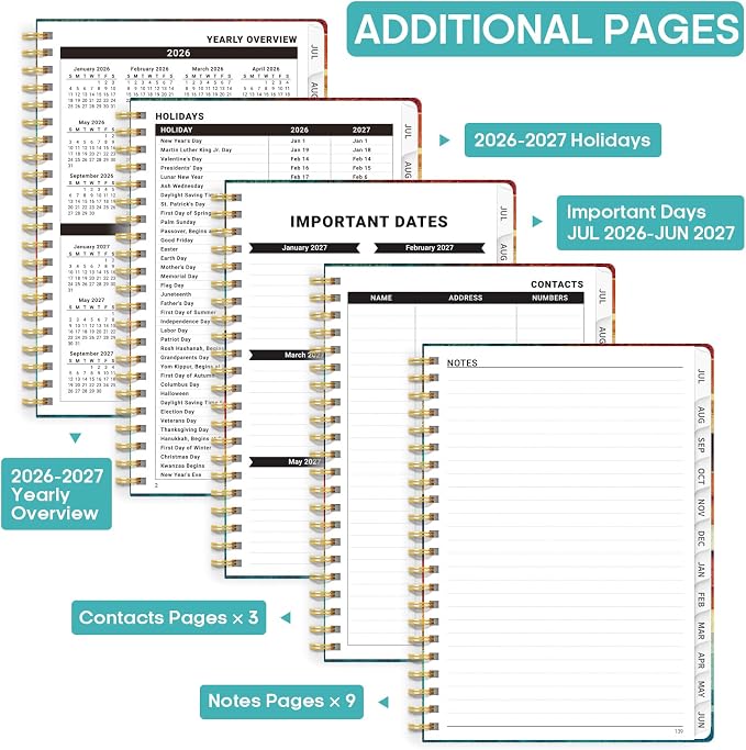 Academic Planner 2026-2027, Weekly and Monthly Calendar Book, July 2026 – June - Image 4
