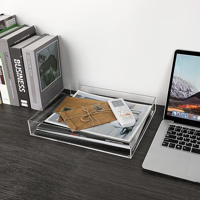 BTSKY 1 Pack Multipurpose A4 File Tray Clear Acrylic Desk Tray Organizer - Image 5