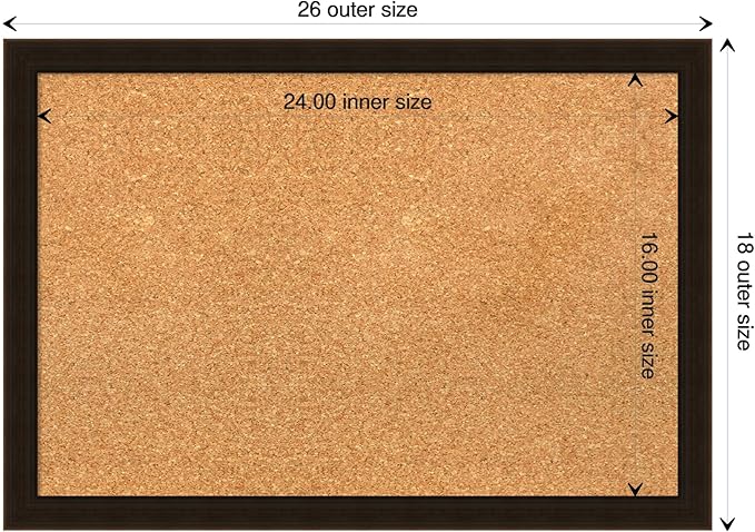 Amanti Art Natural Cork Board for Wall, 18x26 Vision Board with Brown Wood Frame, Medium Corkboard Office Decor for Home Organization, Rustic Farmhouse Corkboard Pinboard to display items for home-DeskLoop Office