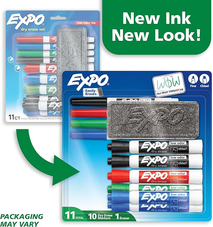 EXPO Dry Erase Markers Set, Fine & Chisel Tips, Office Supplies, - Image 2