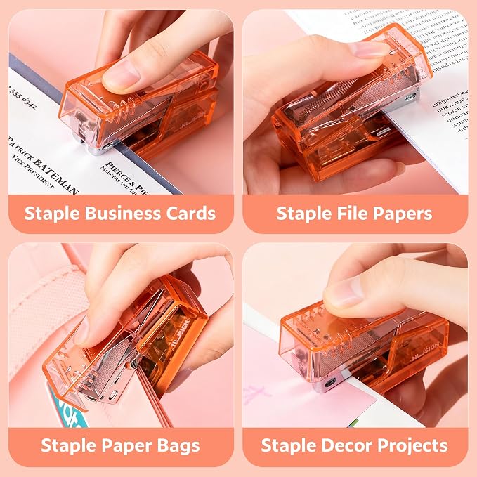 NUSIGN Mini Stapler with 830 Staples, Small Cute Desk Staplers, 25 Sheet - Image 5