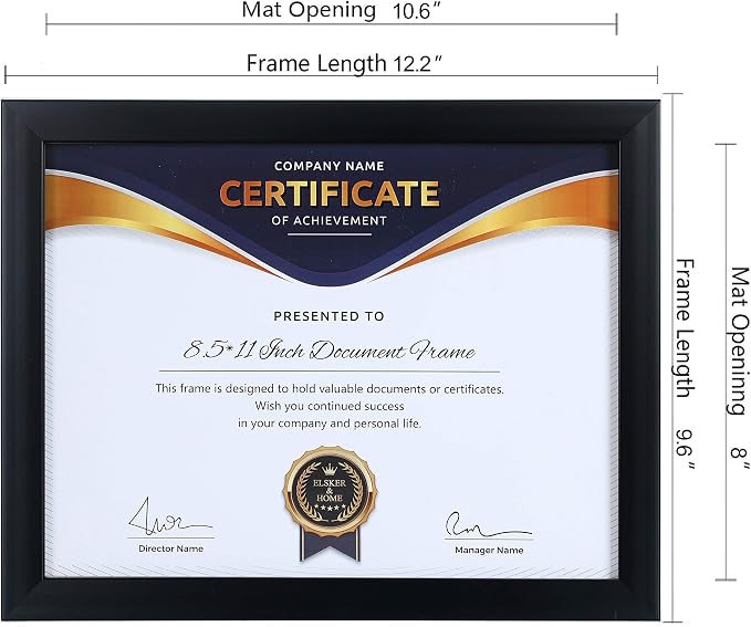 ELSKER&HOME 8.5x11 Picture Frame Certificate Document Frame 6 Pack Glass | - Image 4