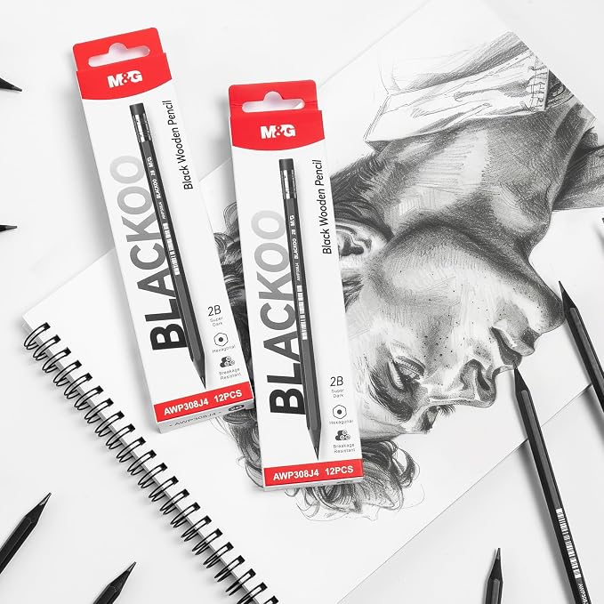 M&G BLACKOO Series 2B Wood-Cased Pencils, Bulk Black Pencils - Image 8
