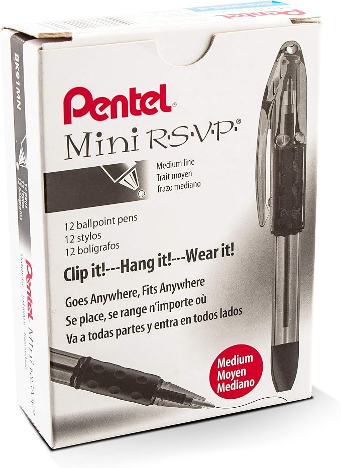 Pentel RSVP Mini Ballpoint Pen, Medium Line, Sky Blue Ink, 12 pack by PentelofAmerica