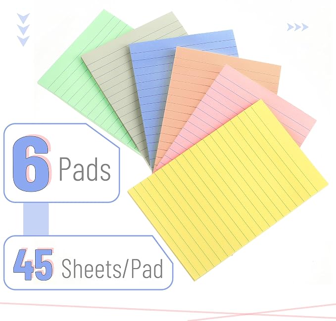 Mr. Pen- Lined Sticky Notes, 6 Pads, 45 Sheets/Pad, Morandi Color | Sticky Notes - Image 2