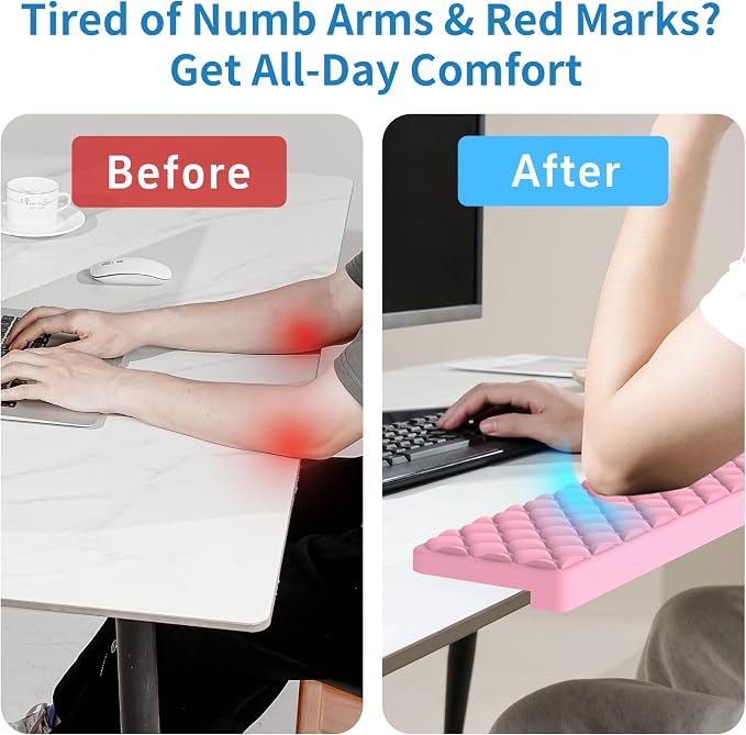 MEKASS L-Shaped Desk Elbow Pad for Desk, Memory Foam Elbow Support Padding - Image 2