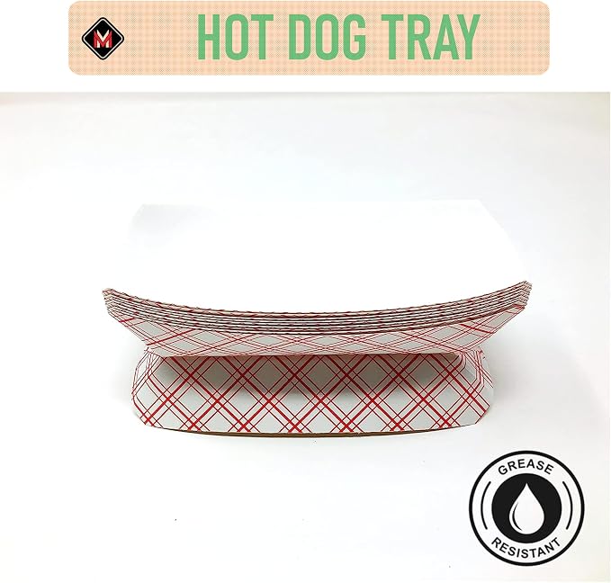 Mr Miracle 7 Inch Paper Hot Dog Tray in Red White Pattern. Pack of 50. - Image 5