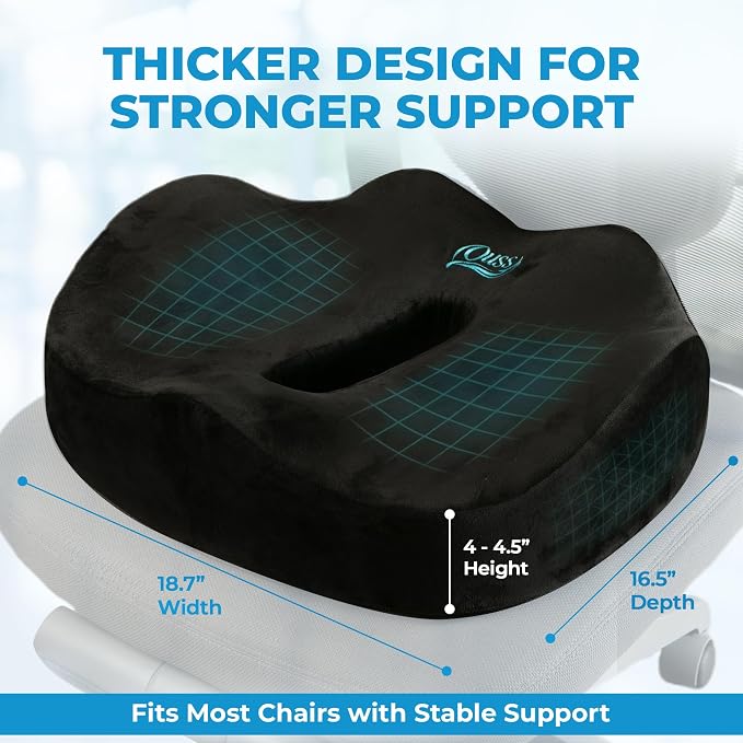 Seat Cushion, for Office Chairs, Coccyx & Tailbone Pain Relief, Ergonomic Design - Image 2