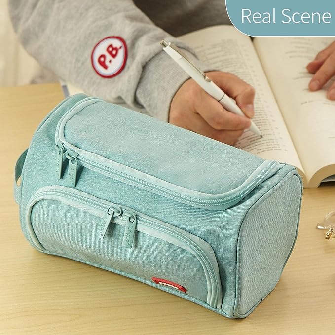 HVOMO Big Capacity Pencil Case High Large Storage Pouch Marker Pen Case Travel Simple Stationery Bag School College Office Organizer for Teens Girls Adults Student（Green）-DeskLoop Office