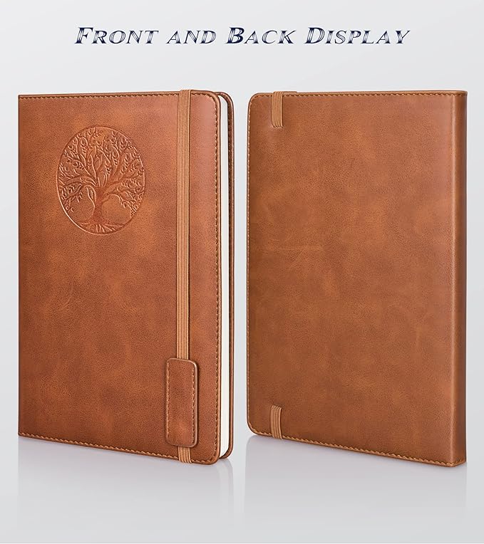 Lined Journal Notebook for Women Men,256 Pages A5 Hardcover Leather Journals for Writing,Travel,Business,Work & School,College Ruled Notebooks for Note Taking,Diary Notepad 5.7"×8.3"(Brown)-DeskLoop Office