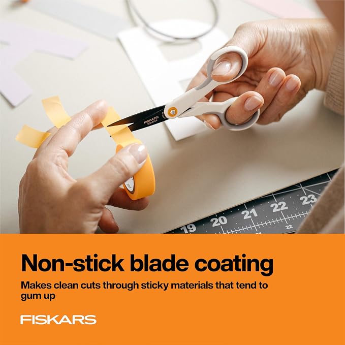 Fiskars Micro Trip Scissors, SoftGrip Precision Cutting Shears, Non-Stick - Image 3