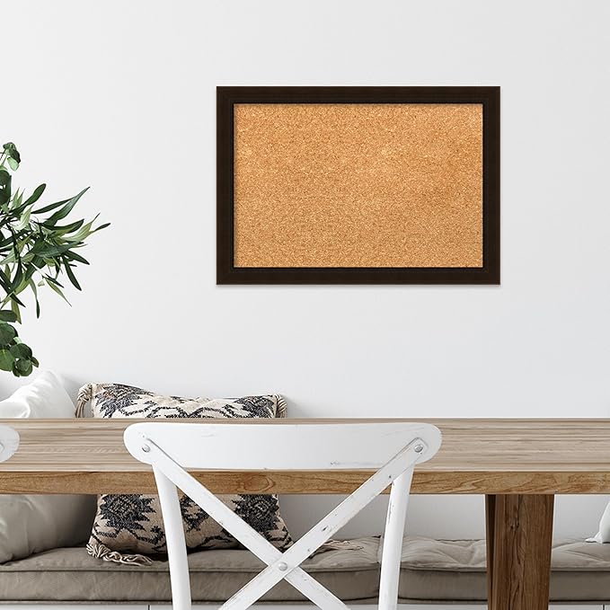Amanti Art Natural Cork Board for Wall, 14x20 Vision Board with Brown Wood Frame, Small Corkboard Office Decor for Home Organization, Country Rustic Corkboard Pinboard to Display Items for Home-DeskLoop Office
