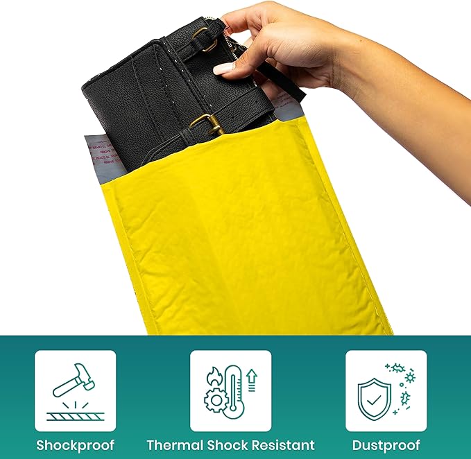 Levex - #000 4" x 8" [5 Pack] Yellow Poly Bubble Mailers, Padded Envelope Mailers, Packing Envelope & Mailing Bags for Shipping-DeskLoop Office