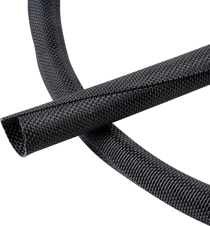Black Braided Cable Management Sleeves Wire Loom Tubing Cord Protector by BuyUneed