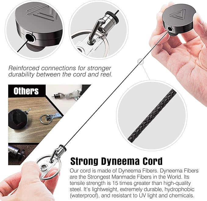 2 Pack Heavy Duty Metal Retractable Badge Holder Reel - Image 3