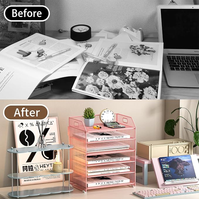 6 Tier Desk Organizer, Heavy-Duty Thick Metal Letter Tray Organizer, Large - Image 6
