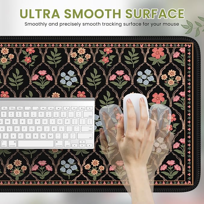 iCasso Floral Desk Pad Mat, Large Mouse Pad, Desk Matt - Image 4