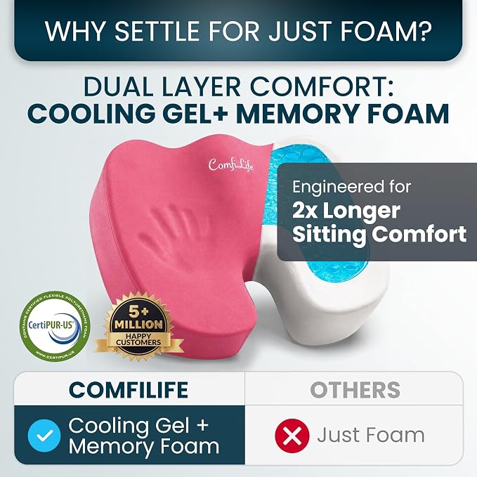 ComfiLife Extra Large Gel & Memory Foam Seat Cushion - Image 4