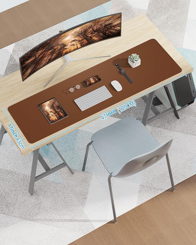 Large Desk pad mat, Mouse Pad, Office Desk Mat, Non-Slip PU Leather Desk Blotter - Image 7