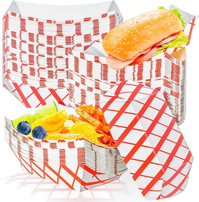 150 Pack Checkered 1Lb Paper Food Boat Trays Disposable Paper Boat Plates - Image 7
