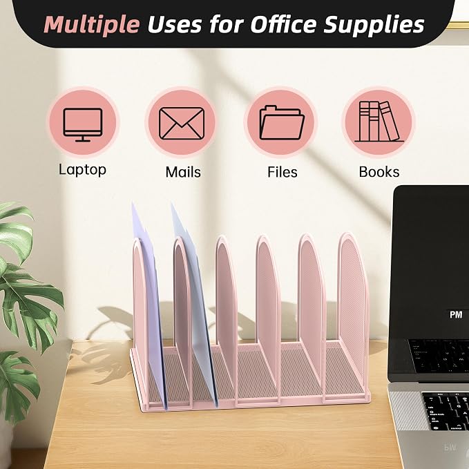 SUPEASY File Organizer for Desk, 5-Section Mesh Desk Organizer, Vertical File - Image 6