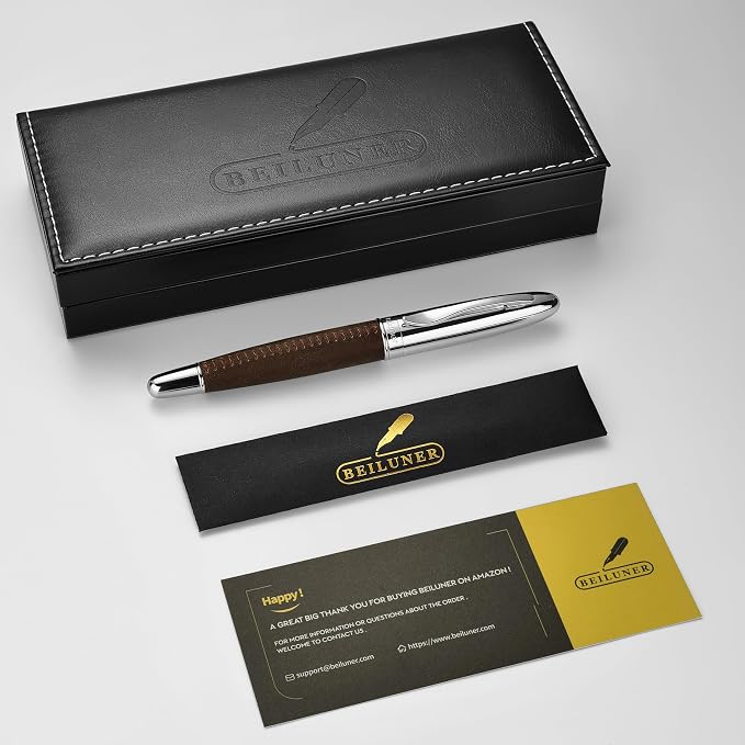 BEILUNER 318 Luxury Leather Pen, Full Grain Oil Tan Crazy Horse Cowhide Leather - Image 8