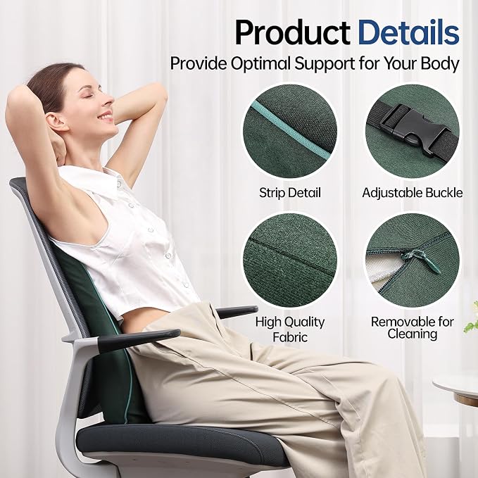 Soft Comfortable Memory Lumbar Support Pillow Back Cushion - Image 6