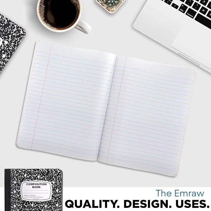 Emraw Black & White Marble Style Cover Composition Book - Image 6