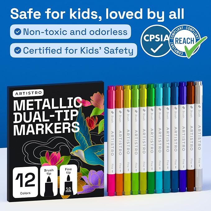 ARTISTRO 12 Metallic Acrylic Paint Markers - Image 7
