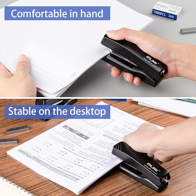 Desktop Office Stapler with 2000 Staples: IMLIKE Half Strip Desk Staplers - Image 6