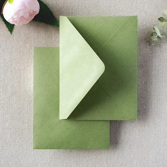 PONATIA 50 Pack A1 Envelopes, 3.62 x 5.2'' Sage Green Envelopes Perfect - Image 7