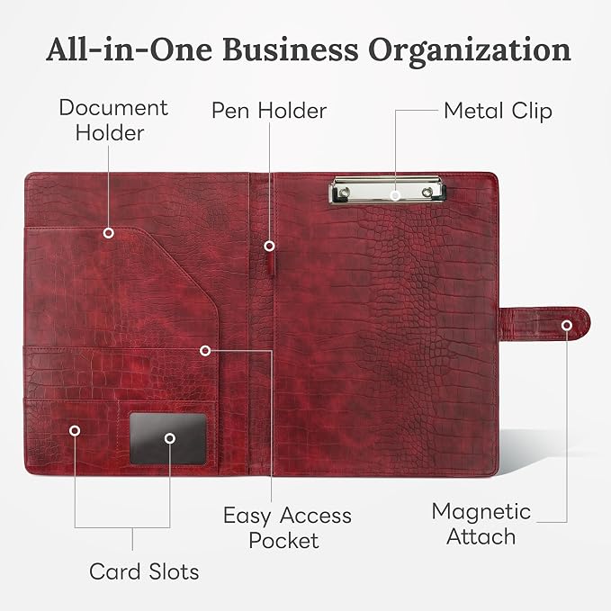 Clipboard Folder Padfolio, Mymazn Writing Portfolio Faux Leather Clipboards - Image 2