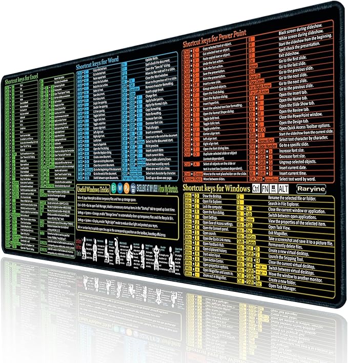Excel/Word/Power Point/Windows Mouse pad, Non-Slip&Waterproof Large Gaming by Raryine