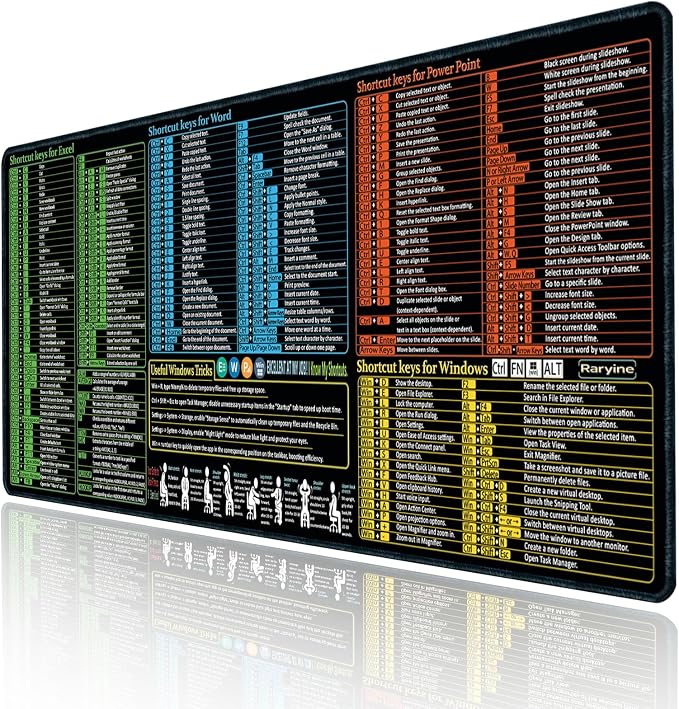 Excel/Word/Power Point/Windows Mouse pad, Non-Slip&Waterproof Large Gaming by Raryine