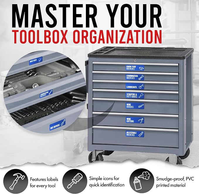 Magnetic Tool Labels for Toolbox – 80 Piece Heavy Duty Drawer & Tool Chest - Image 7
