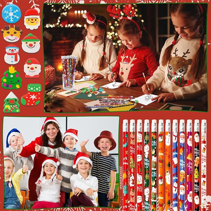 JULMELON 72PCS Christmas Party Favors Set, Pencils - Image 5