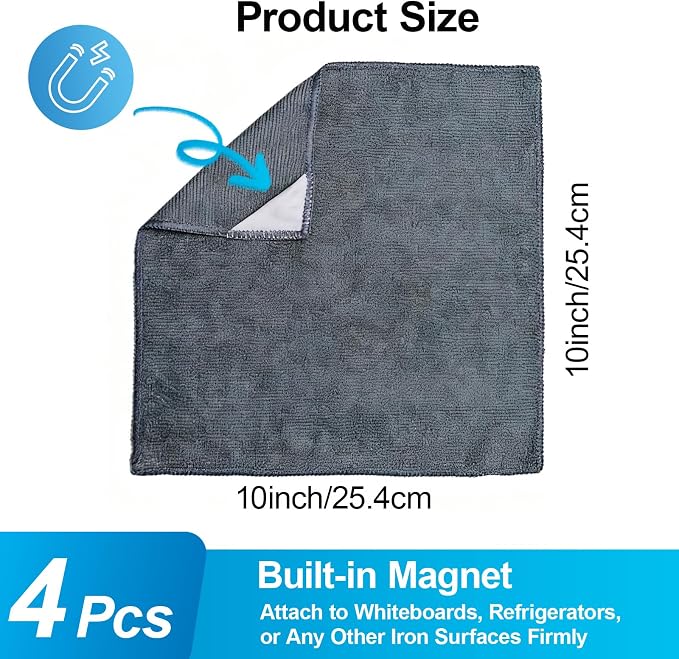 4 Pack Magnetic Microfiber Cleaning Cloth Dry Erase Erasers - Image 2