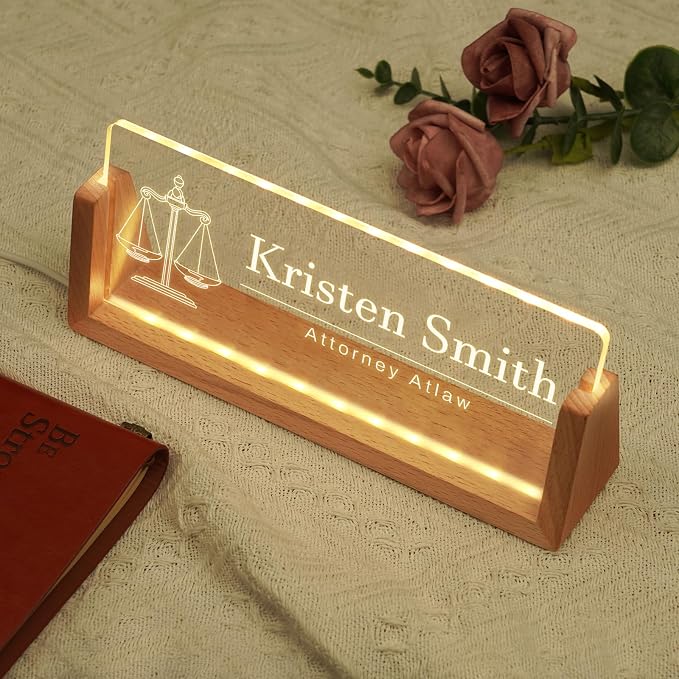 Custom Name Plate for Desk, Personalized Light Up Acrylic Desk Name Plate - Image 3
