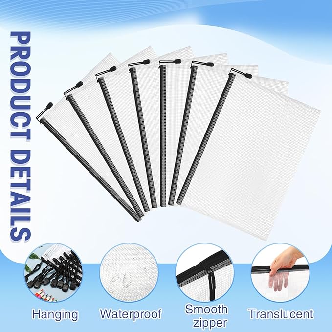 Jetec 32 Pcs Mesh Zipper Bags Toy Storage Bikini Organizer Bag Bolsas Para Guardar Trajes De Baño Waterproof Zipper Reusable Pouch Puzzle Multipurpose for Storage Office(Black,15 x 11 Inch)-DeskLoop Office