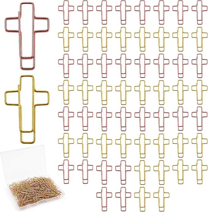 60 Pack Cross Paper Clips, Metal Cross Shaped Bookmarks by Unknown