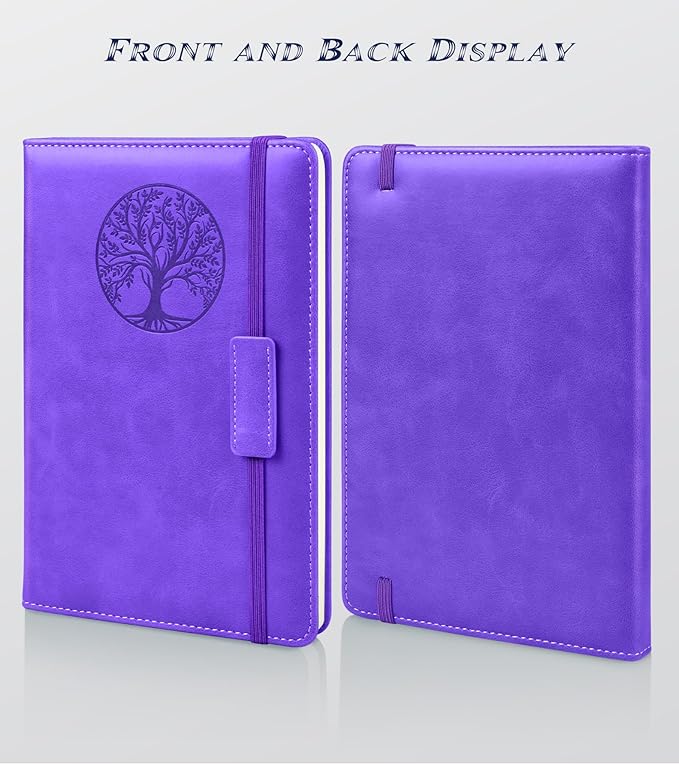 Lined Journal Notebook for Women Men,256 Pages A5 Hardcover Leather Journals for Writing,Travel,Business,Work & School,College Ruled Notebooks for Note Taking,Diary Notepad 5.7"×8.3" purple-DeskLoop Office