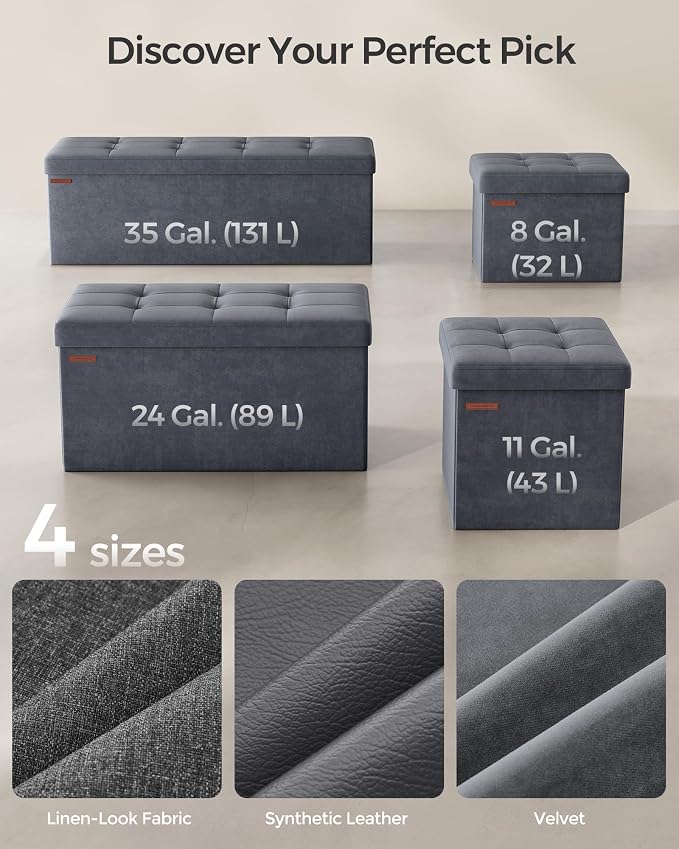SONGMICS Storage Ottoman, Foldable Small Ottoman Foot Rest, 12.2 x 16.1 Inches - Image 6