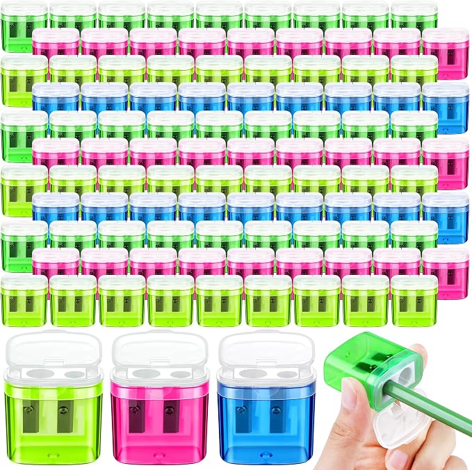 Aodaer 180 Pieces Pencil Sharpeners Manual Double Hole Pencil Sharpener by Aodaer